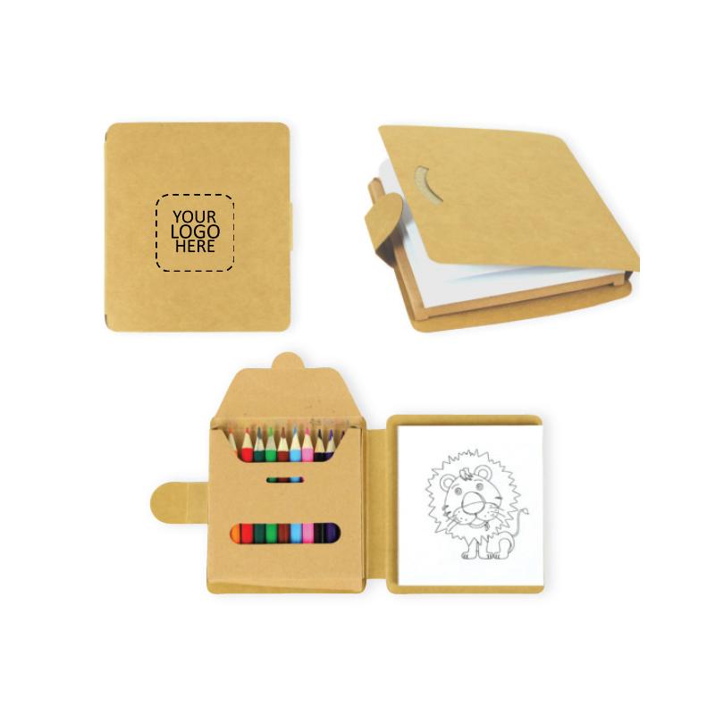 Drawing Pad with 12 Colouring Pencils with Logo